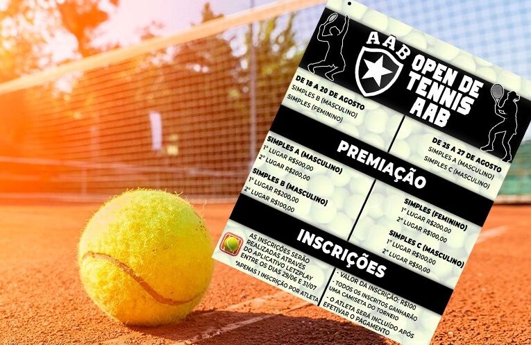 AAB abre inscrições para o ‘Open de Tênis’ com premiação em dinheiro