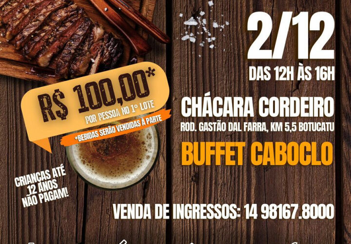 ‘Fogo de Chão Beneficente’ será no próximo sábado (02) em Botucatu