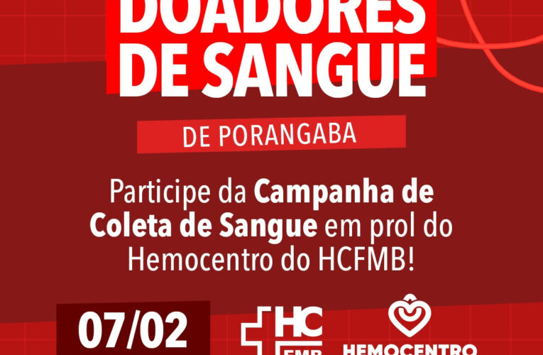 Hemocentro do HCFMB realiza coleta de sangue em Porangaba nesta sexta-feira