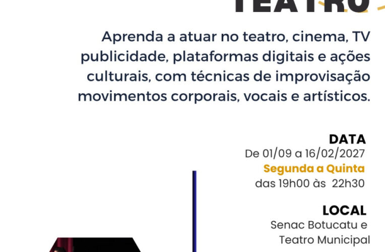 Prefeitura abre inscrições para Curso Técnico em Teatro