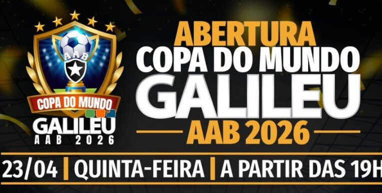 AAB abre Copa do Mundo Galileu 2026 com jogo festivo e atrações musicais