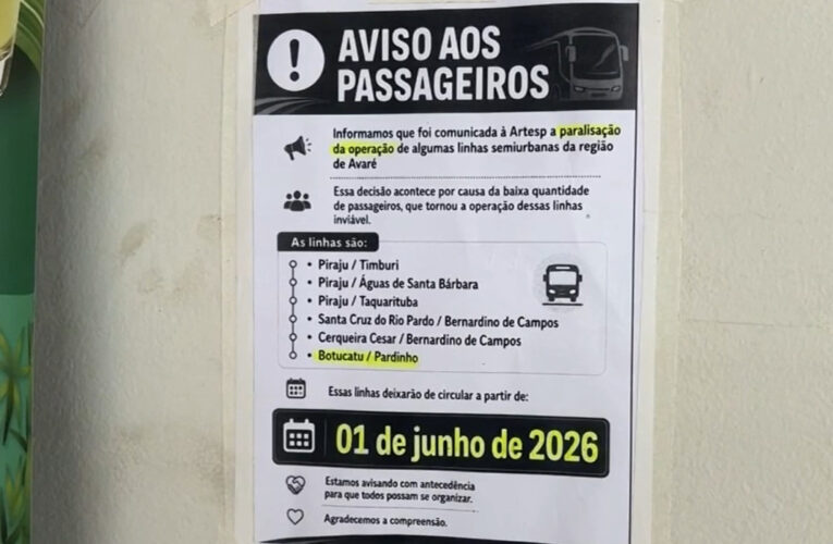 Linha de ônibus entre Botucatu e Pardinho será encerrada em junho